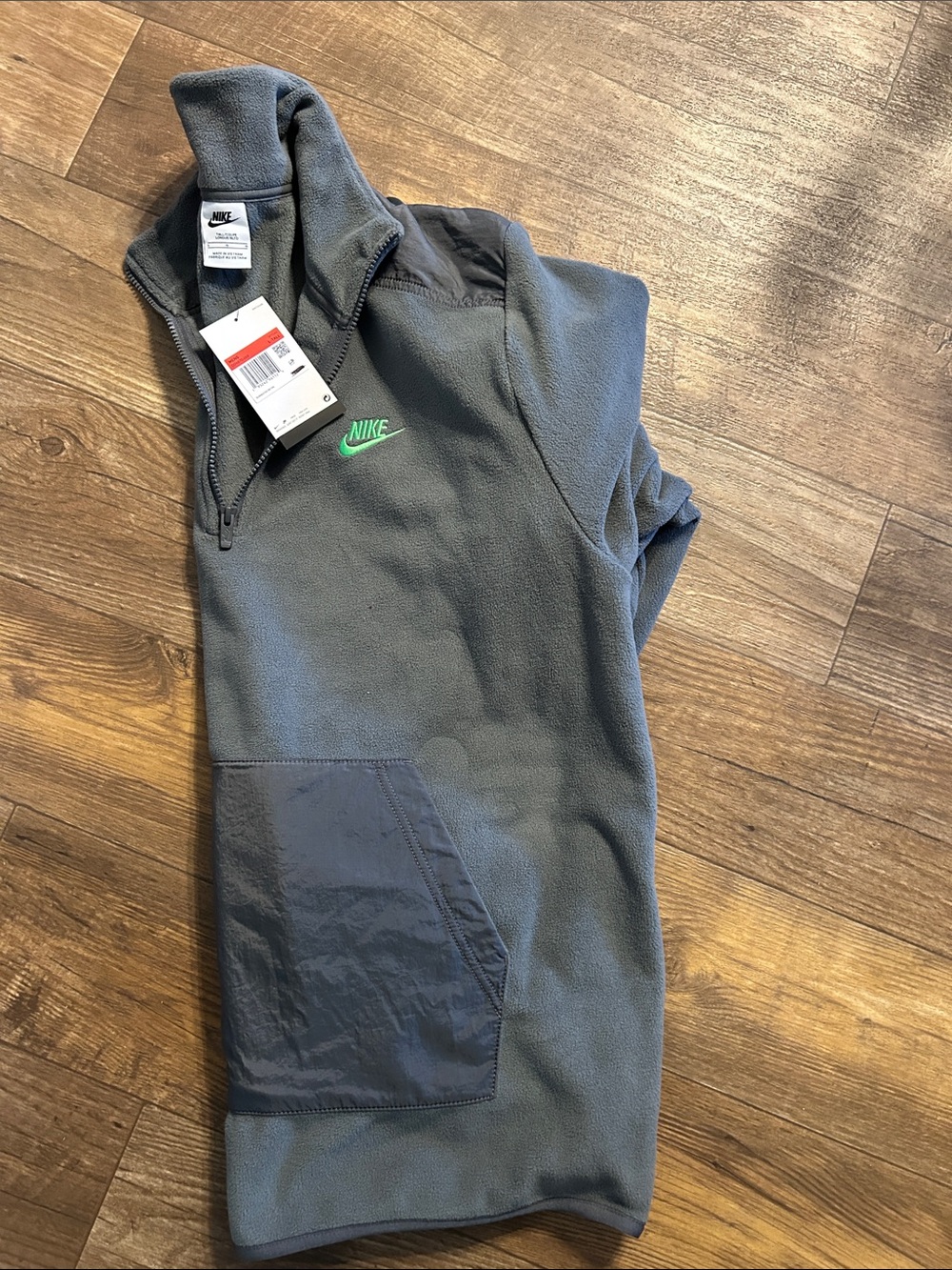 Nike Dark Gray Quarter-Zip Fleece with Bright Green Swoosh